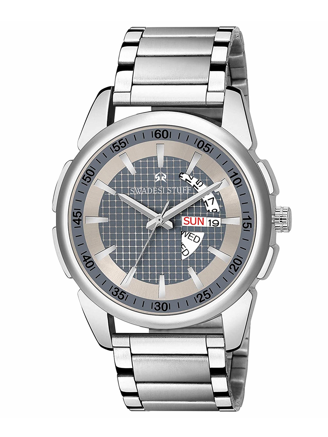 SWADESI STUFF Boys Grey Dial & Silver Toned Bracelet Style Straps Analogue Watch