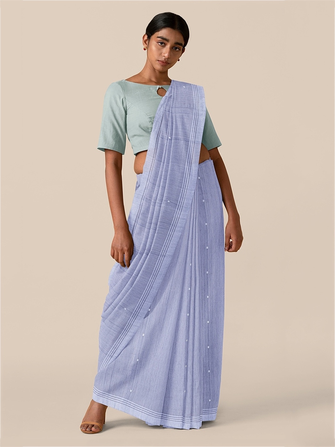 

Taneira Grey Silk Cotton Printed Chanderi Saree