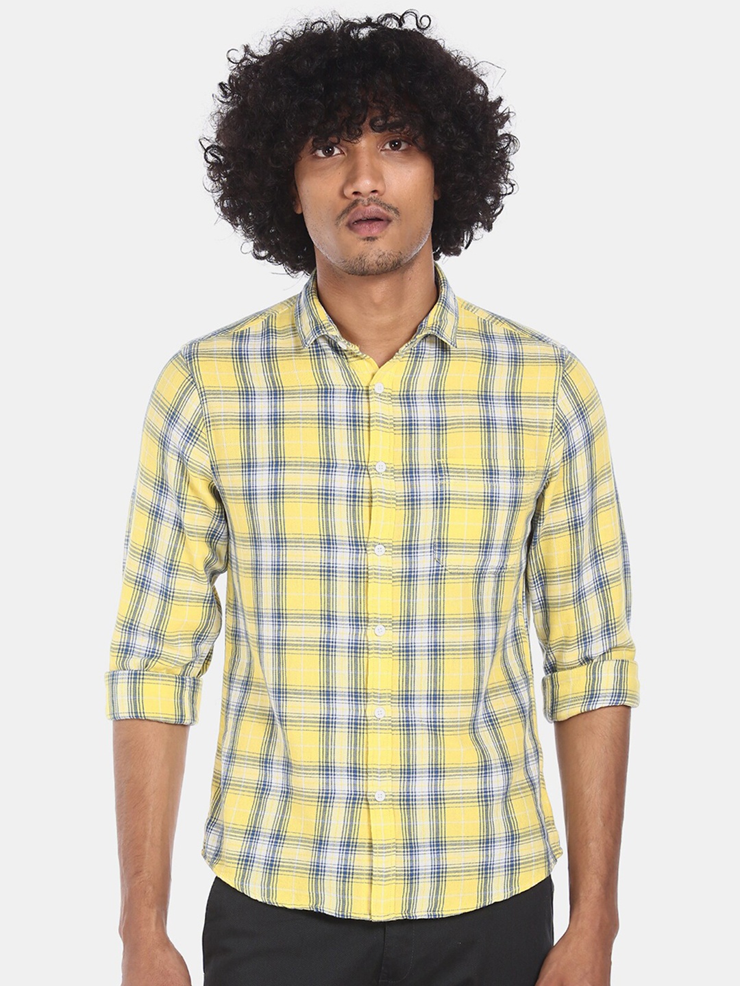 

Cherokee Men Yellow & Blue Checked Shirt