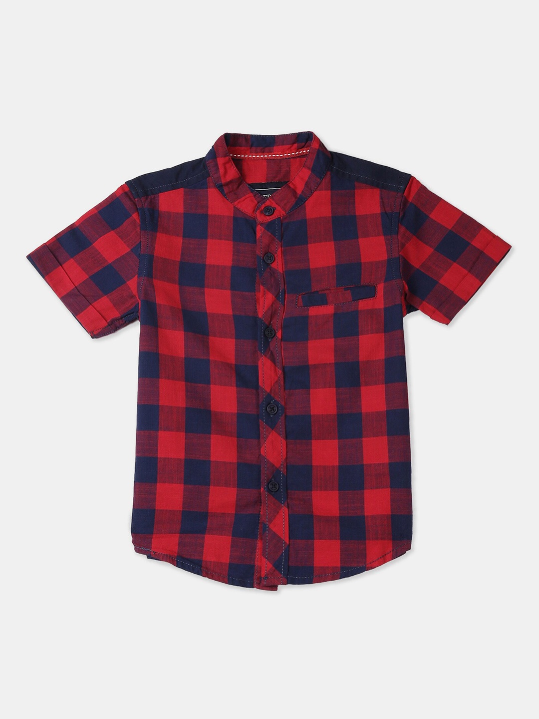 

Cherokee Boys Red & Navy Blue Regular Fit Checked Casual Shirt