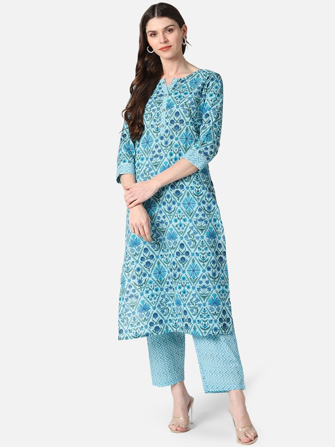 

AHIKA Women Blue Printed Kurta with Palazzos