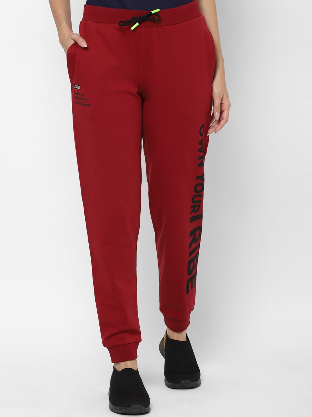 

Allen Solly Woman Maroon Printed Detail Joggers