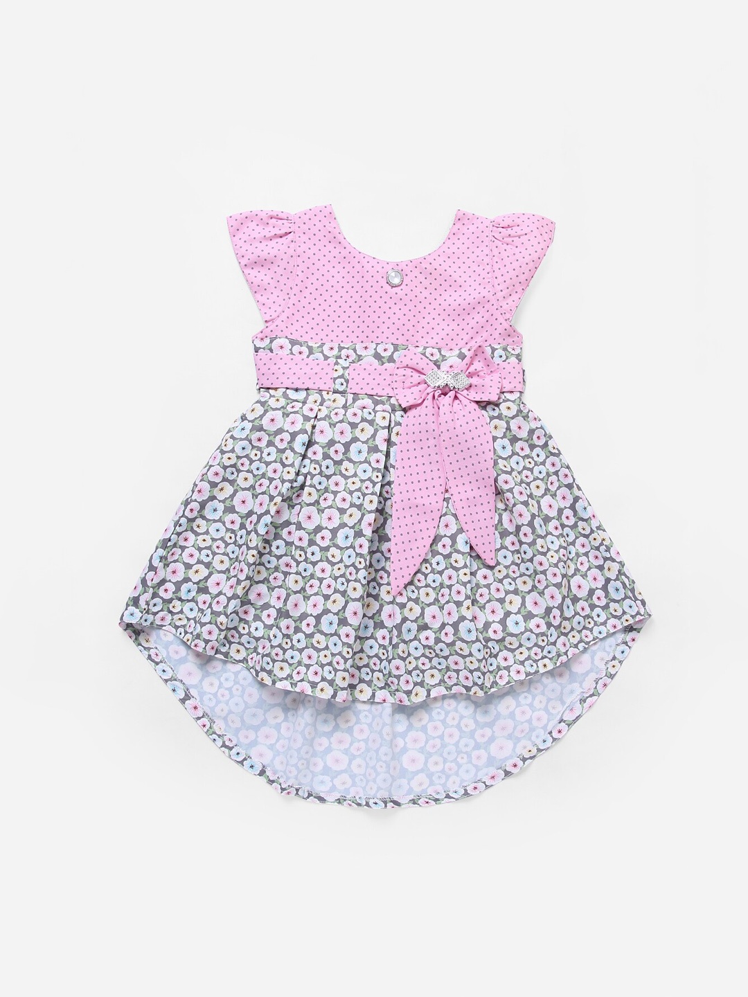 

The Magic Wand Girls Pink Printed Fit and Flare Dress