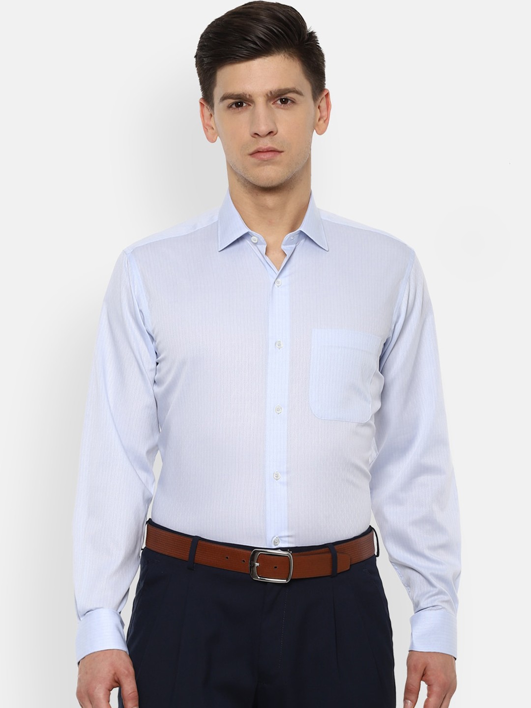 

Van Heusen Men Blue & White Regular Fit Printed Formal Shirt