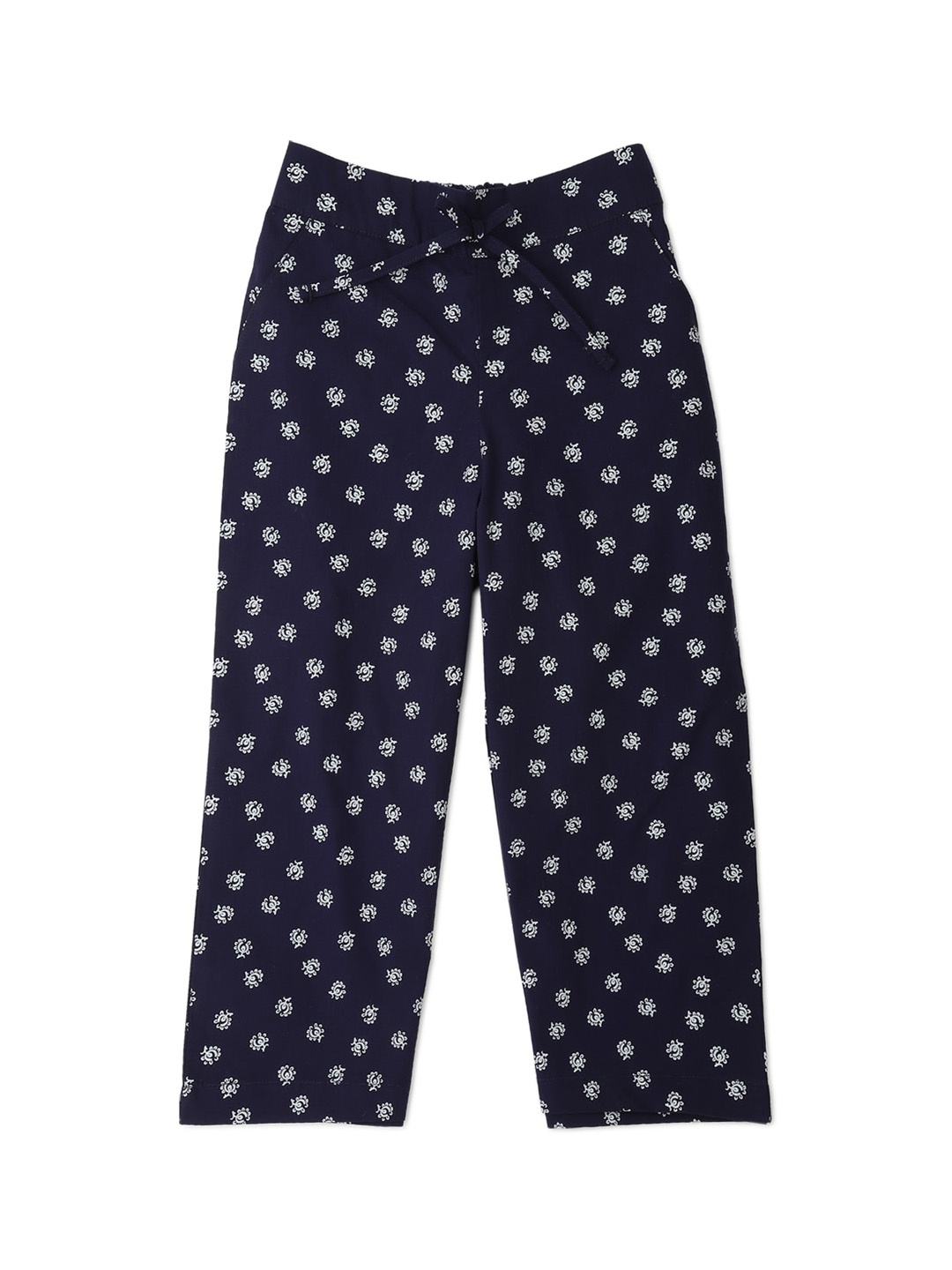 

Allen Solly Junior Girls Navy Blue & White Regular Fit Printed Regular Trousers