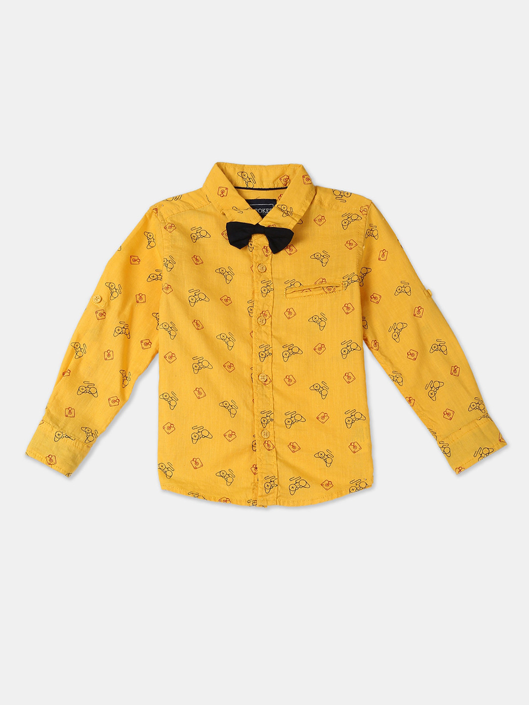 

Cherokee Boys Mustard Yellow & Black Regular Fit Printed Casual Shirt