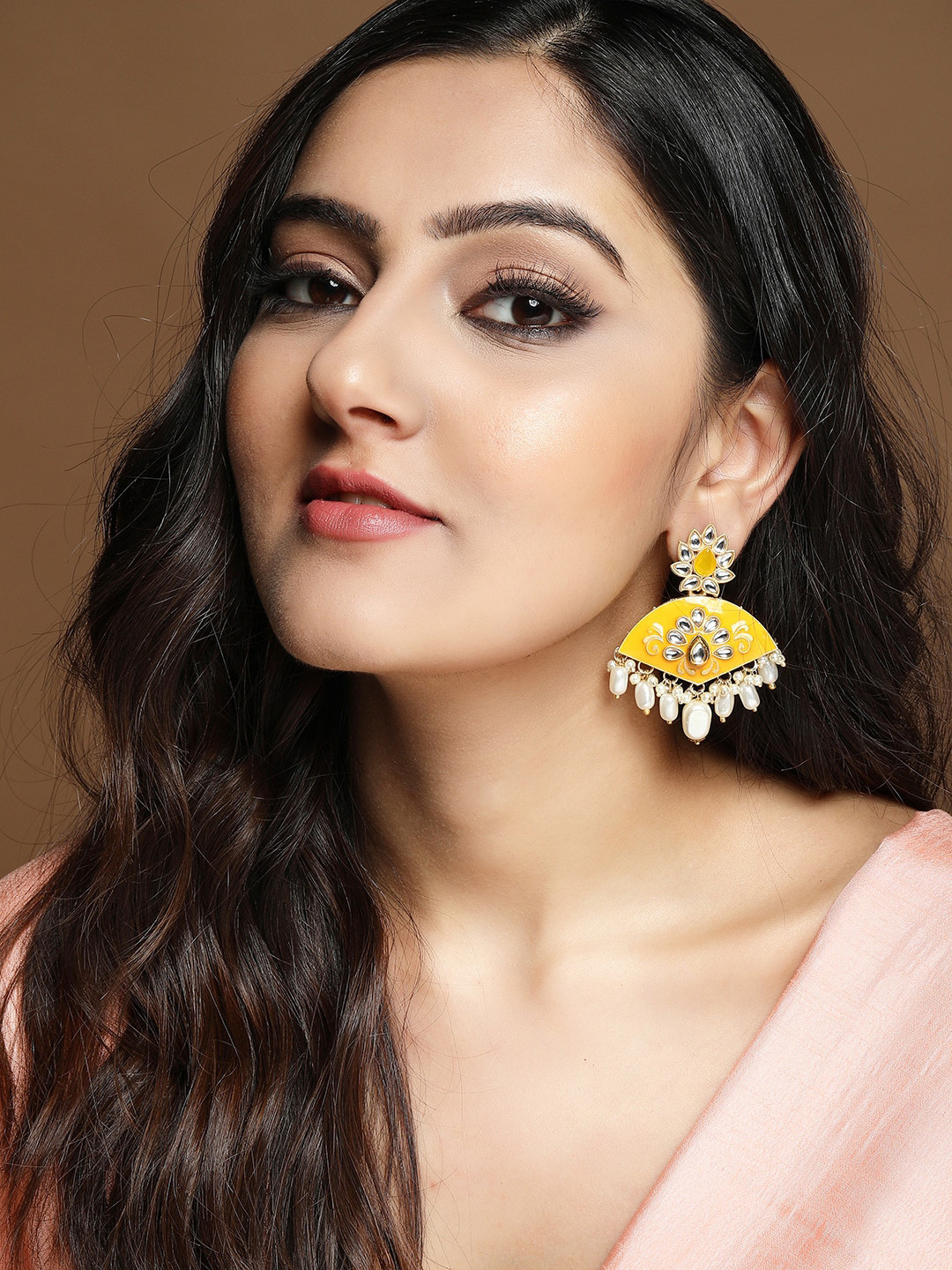 

Rubans Gold-Plated Handcrafted Contemporary Drop Earrings