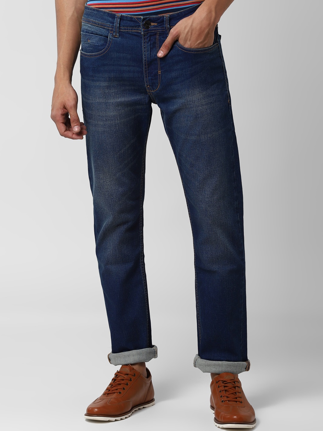

Peter England Casuals Men Navy Blue Slim Fit Mid-Rise Clean Look Stretchable Jeans