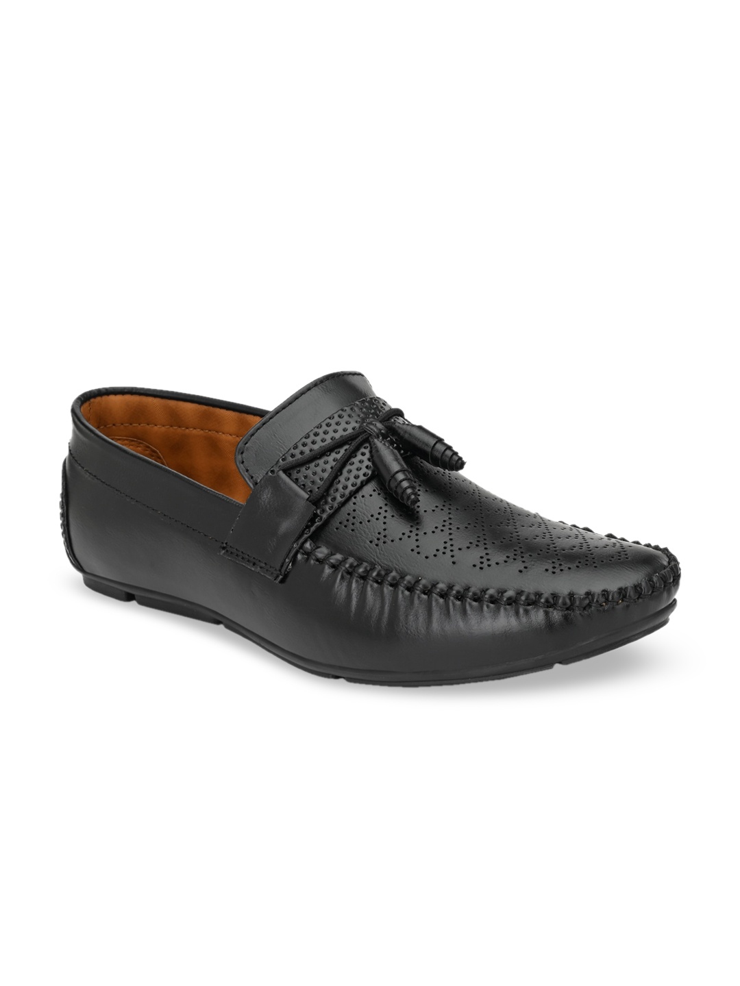 

ALBERTO MORENO Men Black Perforations Loafers