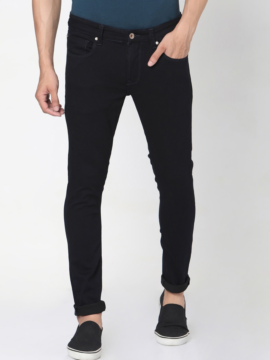 

SPYKAR Men Navy Blue Pure Cotton Skinny Fit Jeans
