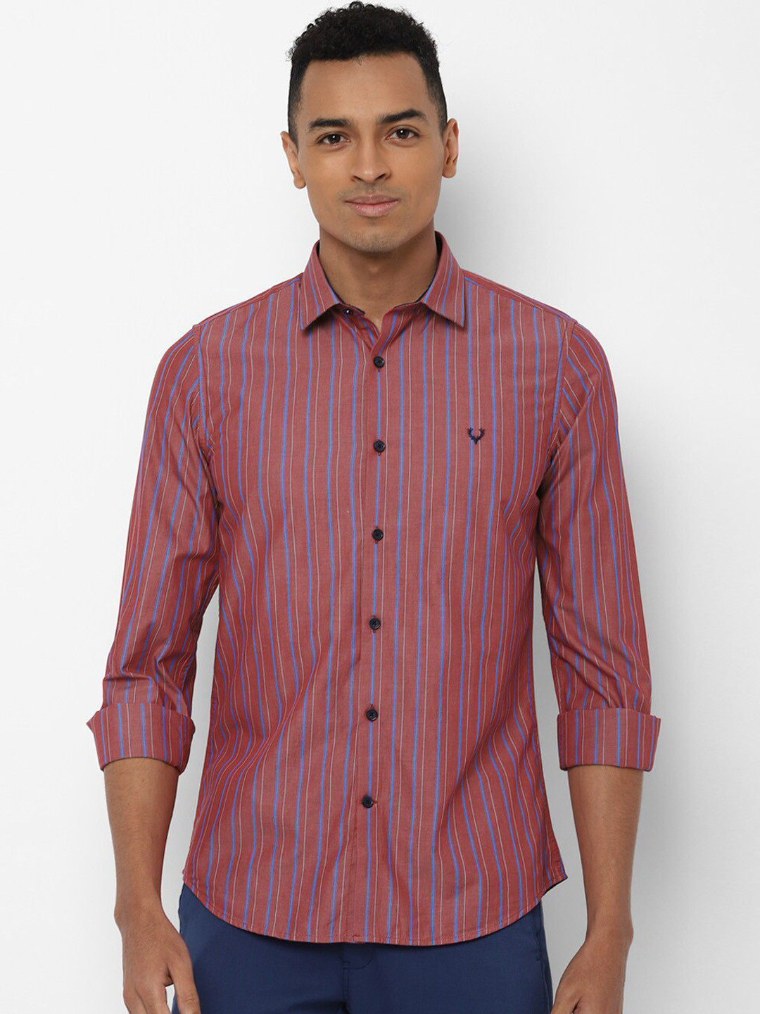 

Allen Solly Sport Men Pink & Blue Striped Cotton Casual Shirt