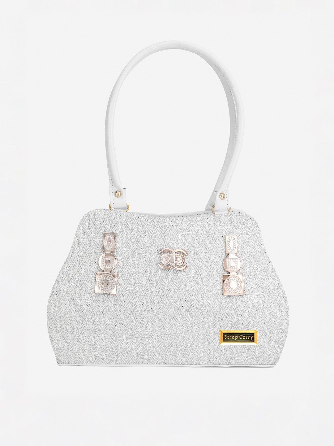 

Stropcarry White Textured Shoulder Bag