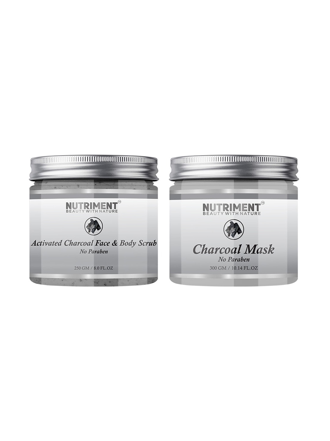 

Nutriment Pack of 2 Charcoal Scrub & Mask - 550 g, Transparent