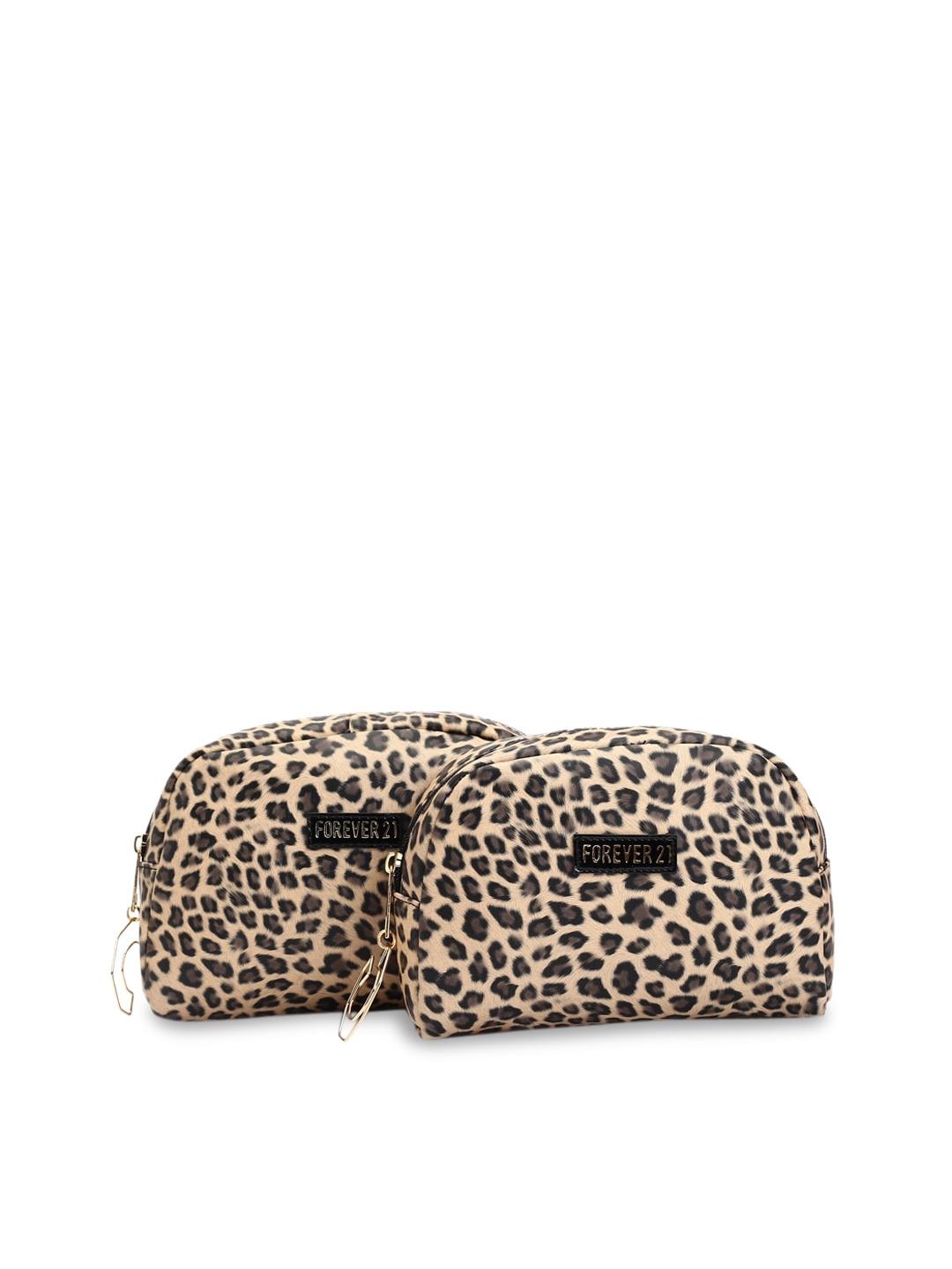 

FOREVER 21 Set of 2 Beige & Brown Leopard Print Cosmetic Pouch