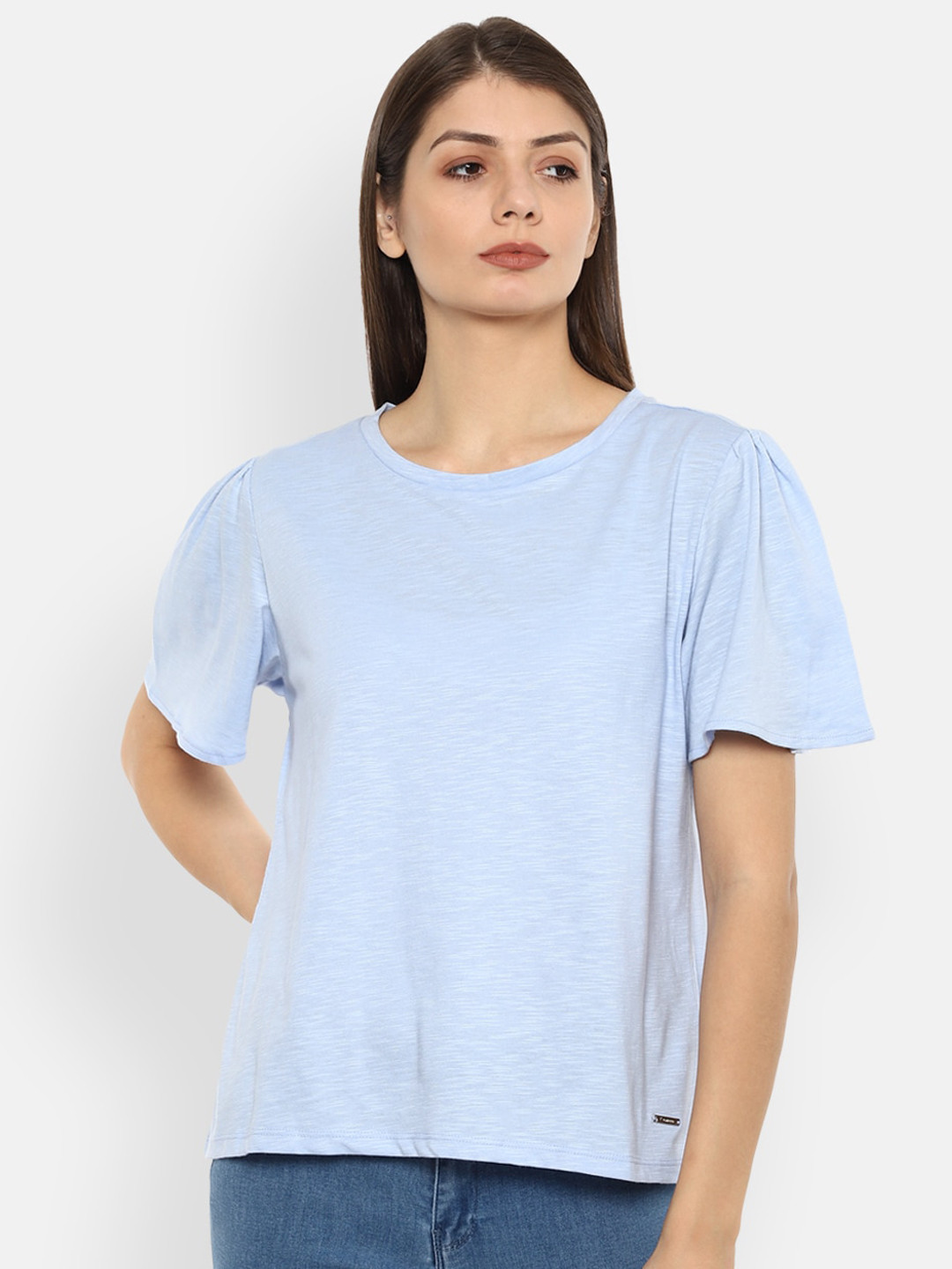

Van Heusen Woman Blue Solid Regular Top