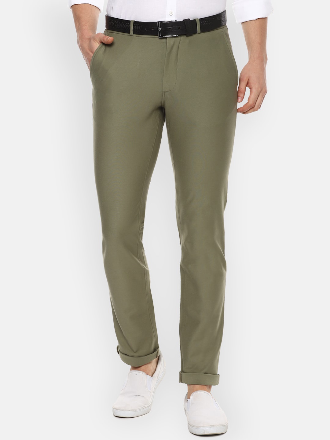 

Louis Philippe Sport Men Olive Green Slim Fit Solid Regular Trousers