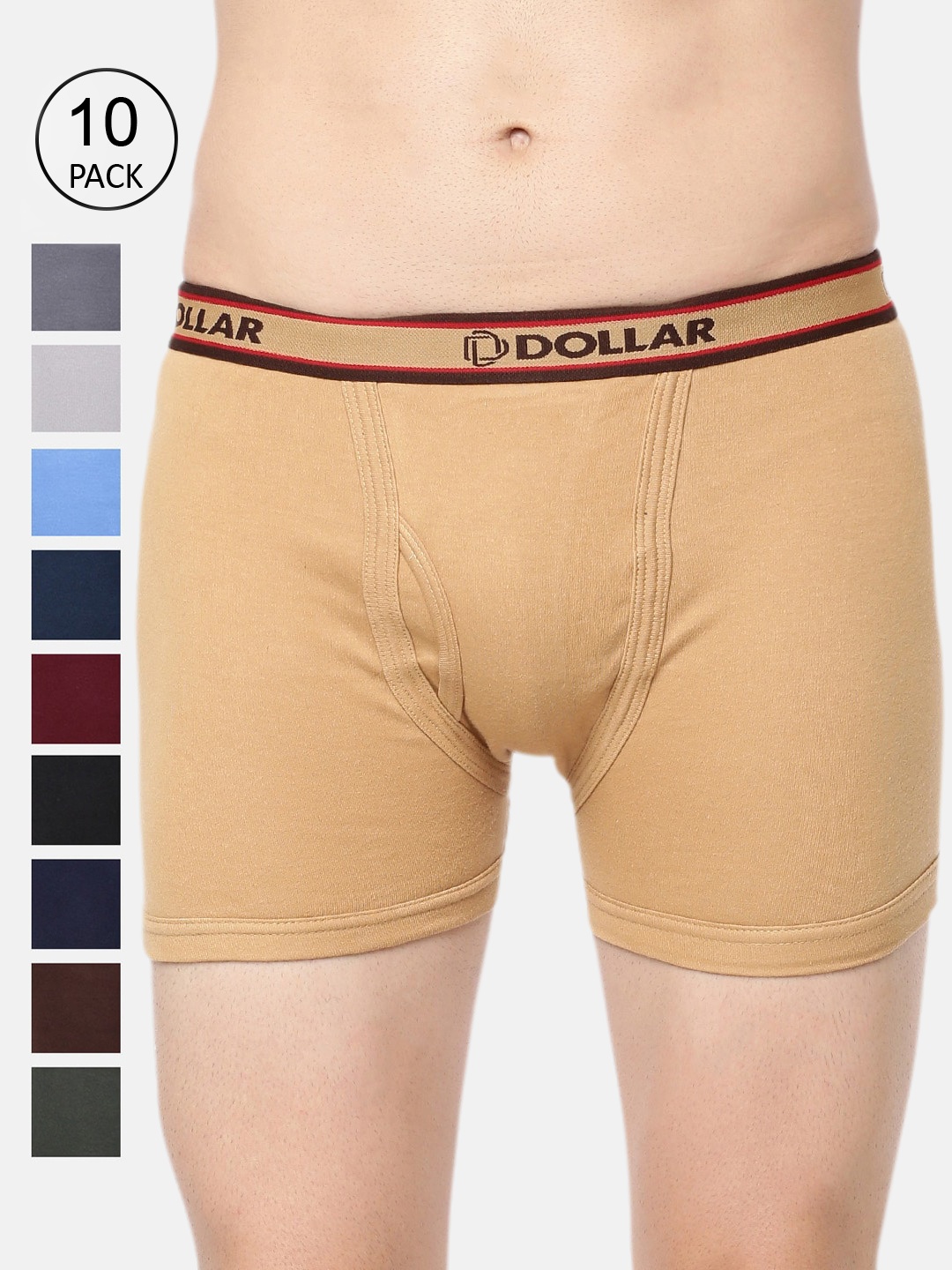 

Dollar Bigboss Men Assorted Pack of 10 Combed Cotton Knitted Trunk