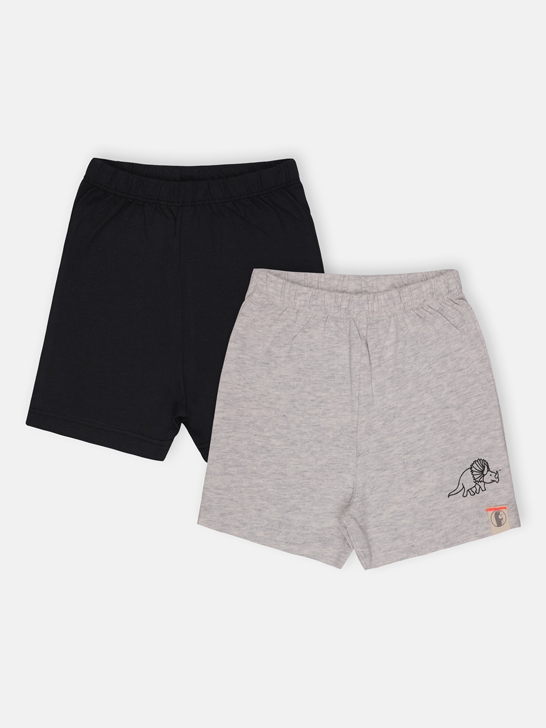 

Babysafe Boys Pack Of 2 Solid Regular Fit Regular Shorts, Grey melange