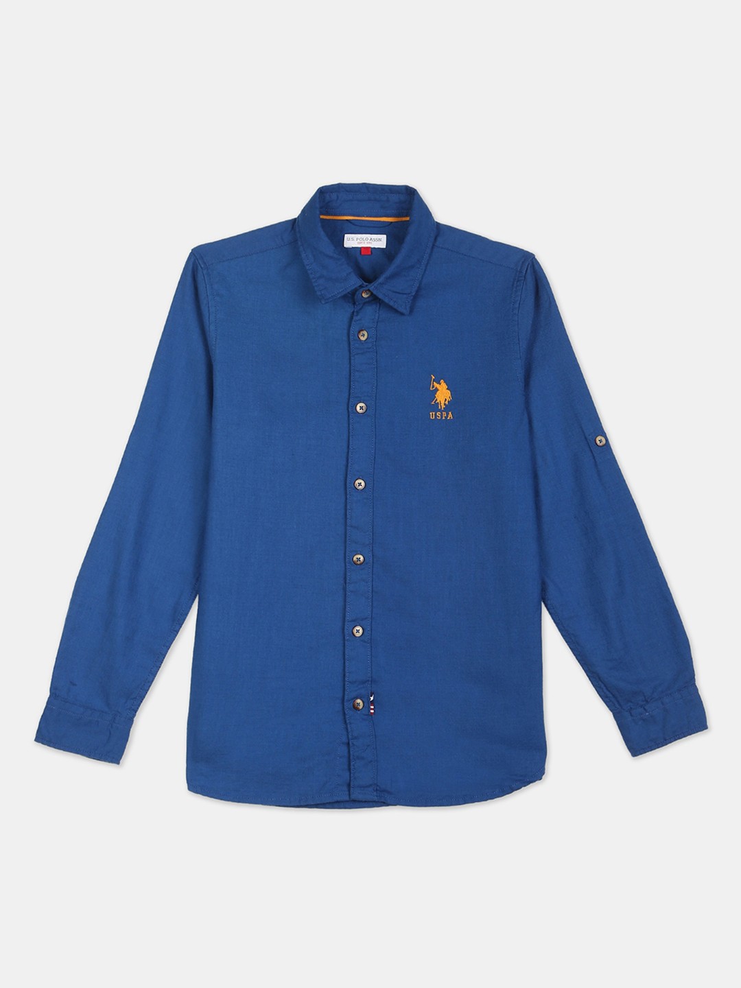 U.S. Polo Assn. Kids Boys Navy Blue Regular Fit Solid Casual Shirt
