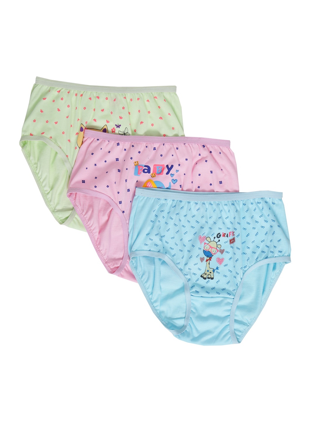 

YK Girls Pack of 3 Assorted Printed Pure Cotton Briefs YKNLUCKYC194
