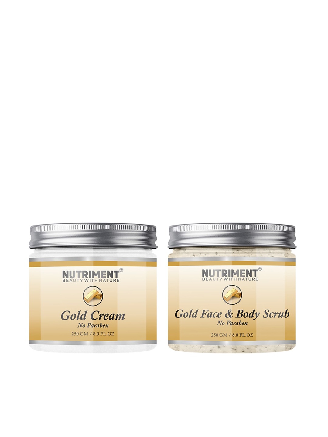

Nutriment Pack of 2 Gold Scrub & Cream - 250 g each, Transparent