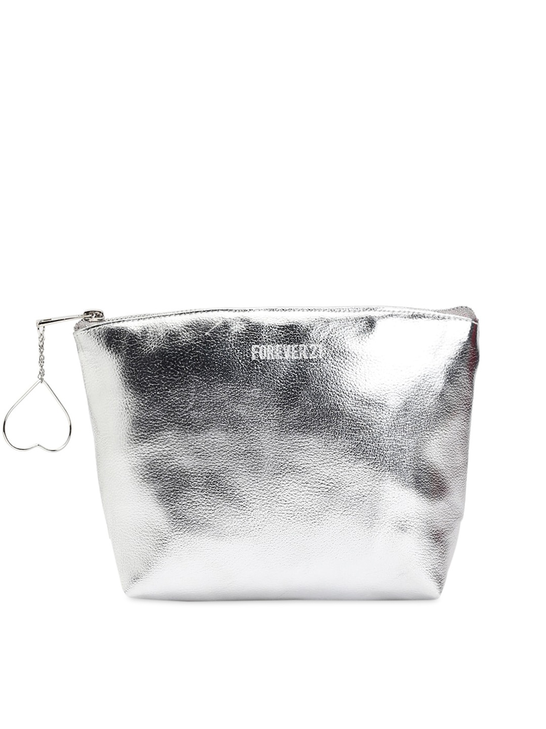 

FOREVER 21 Silver-Toned Solid Cosmetic Pouch