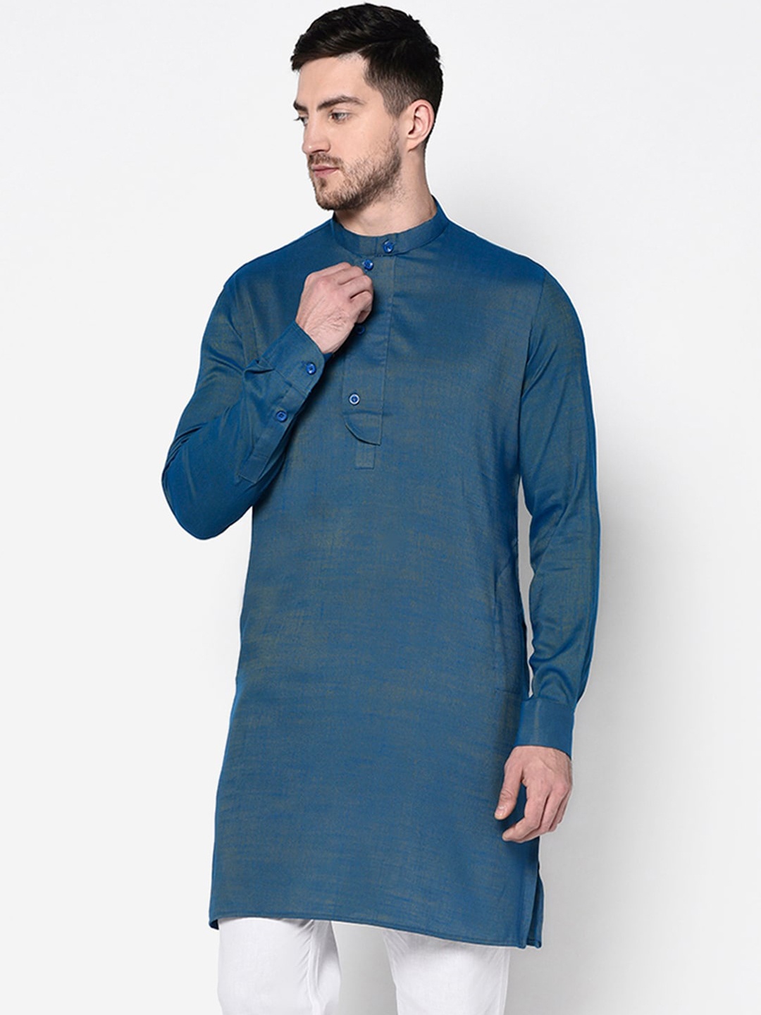 

DEYANN Men Navy Blue Kurta