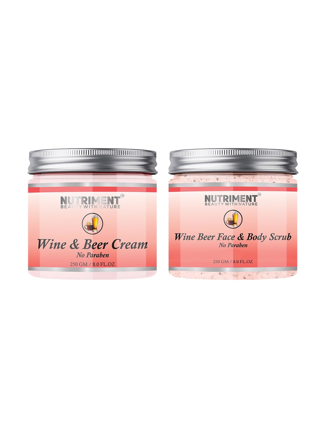 

Nutriment Pack of 2 Wine Beer Scrub & Cream - 250 g each, Transparent