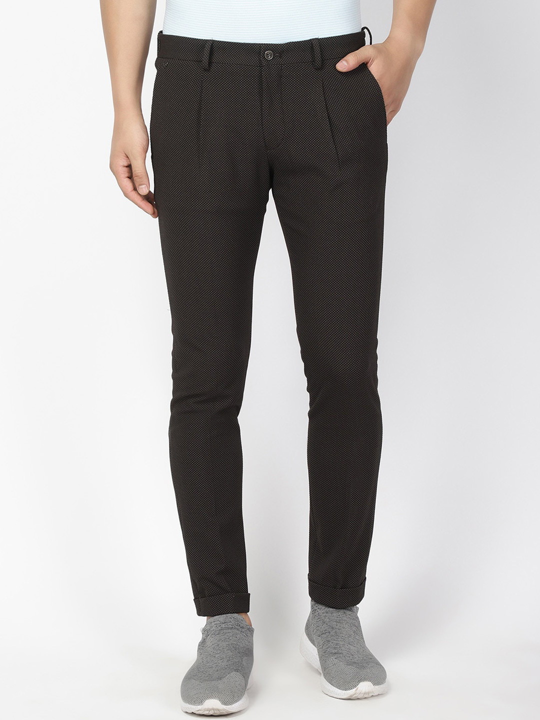 

Blackberrys Men Brown Phoenix Skinny Fit Printed Regular Trousers
