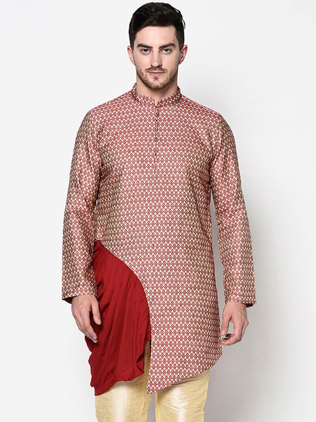 DEYANN Men Red Ethnic Motifs Kurta