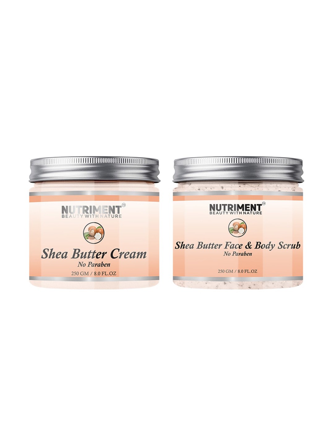 

Nutriment Shea Butter Scrub & Cream 250gm (Combo of 2), Transparent