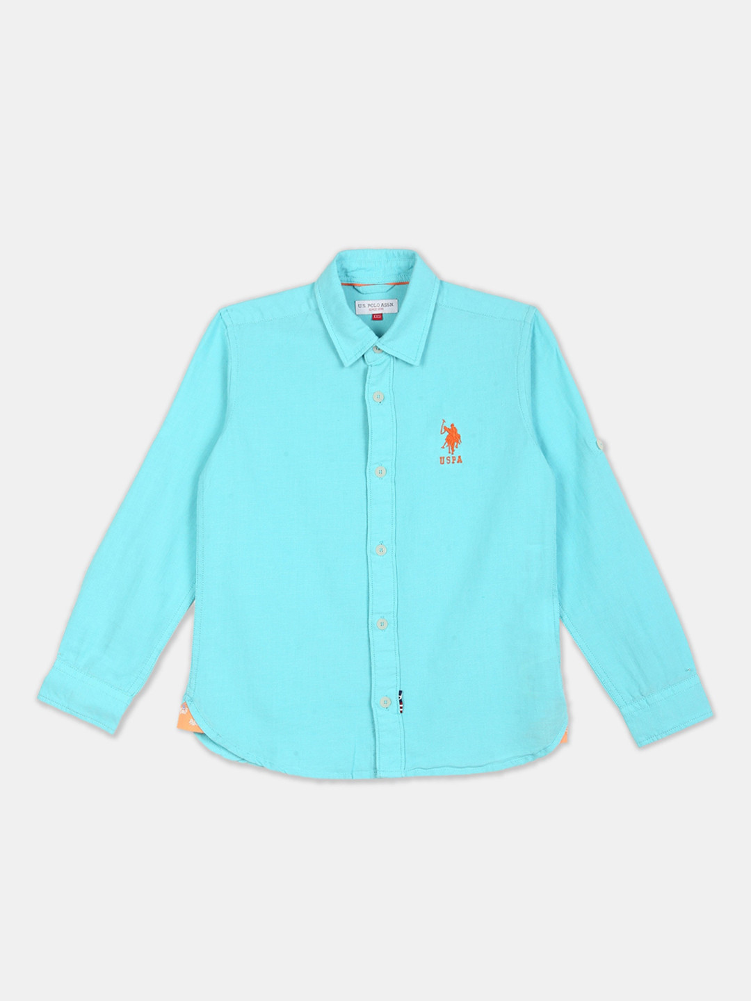 

U.S. Polo Assn. Kids Boys Turquoise Blue Regular Fit Solid Casual Shirt
