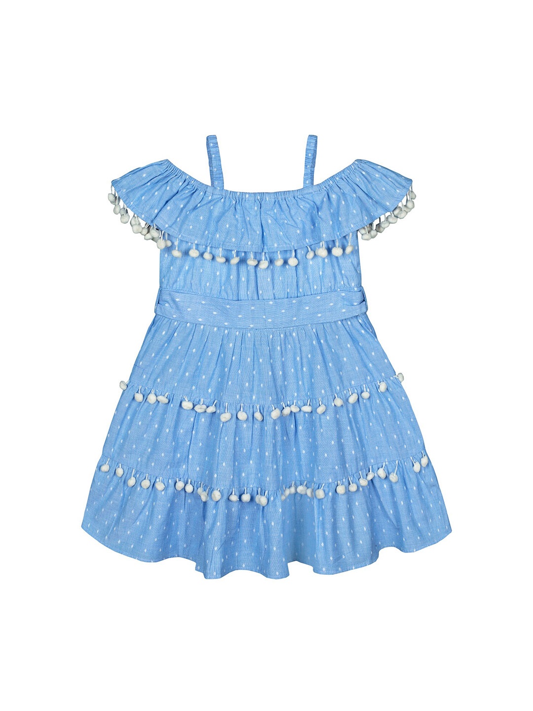 

Budding Bees Girls Blue Self Design A-Line Dress