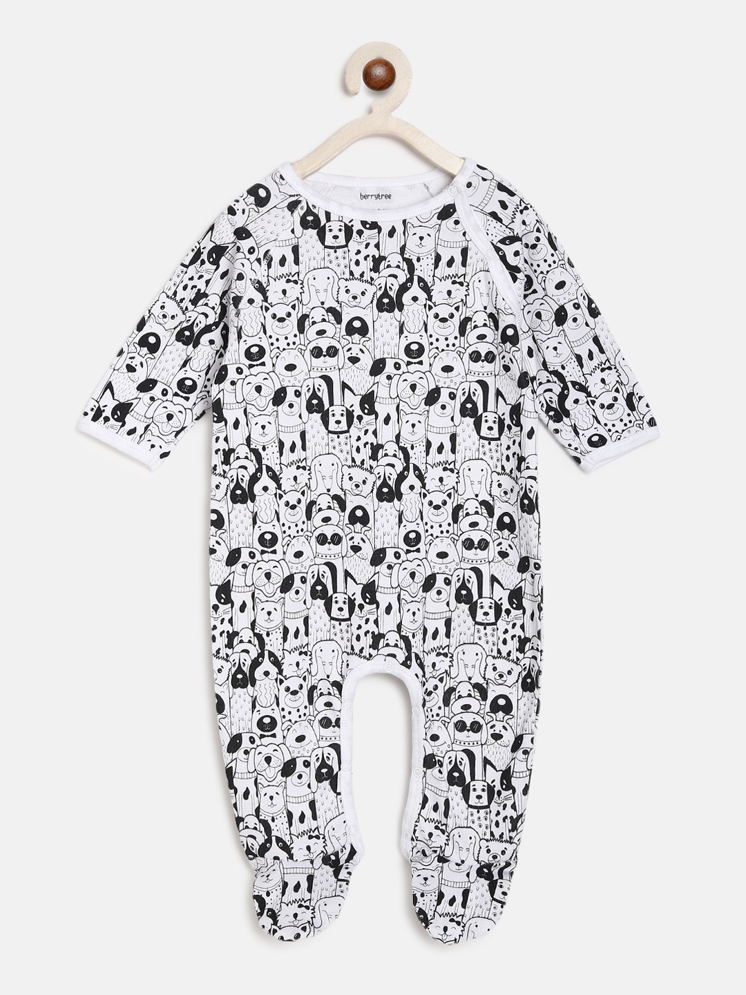 

berrytree Kids Black & White Printed Organic Cotton Sustainable Rompers