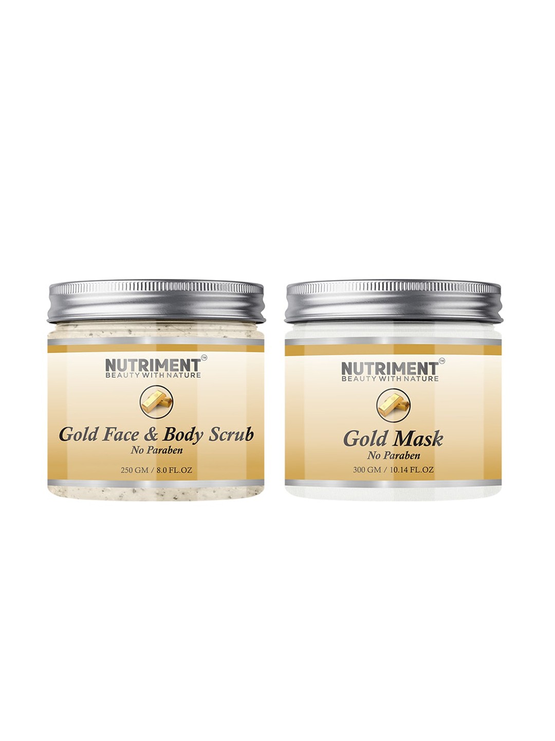 

Nutriment Gold Scrub 250gm & Mask 300gm (Combo of 2), Transparent