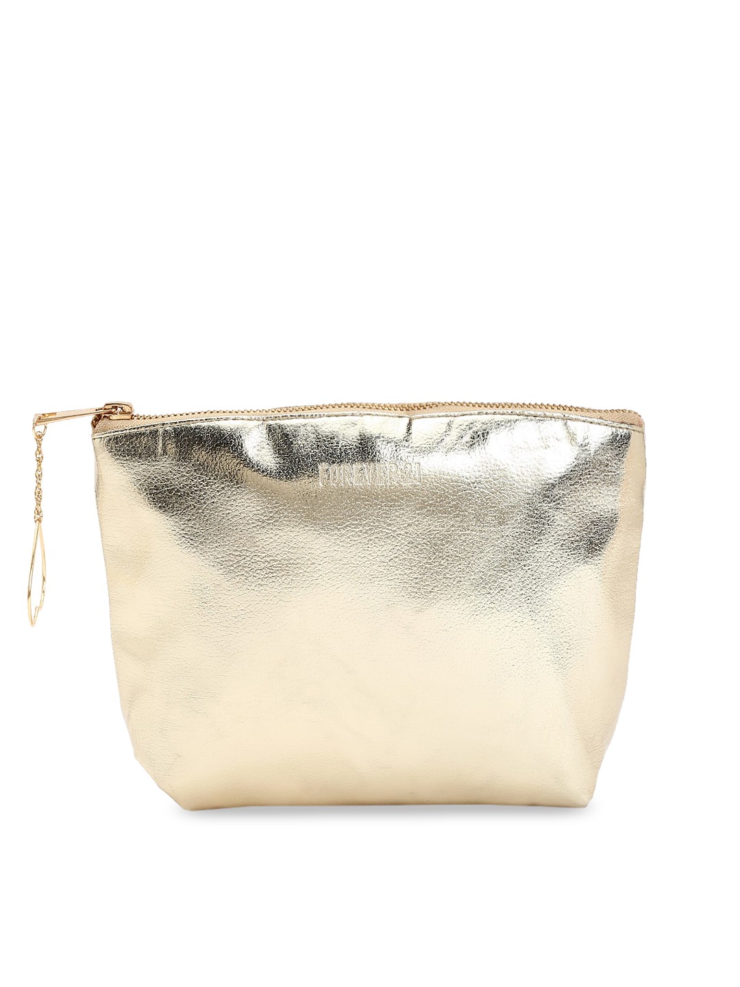 

FOREVER 21 Women Gold-Toned Solid Cosmetic Pouch