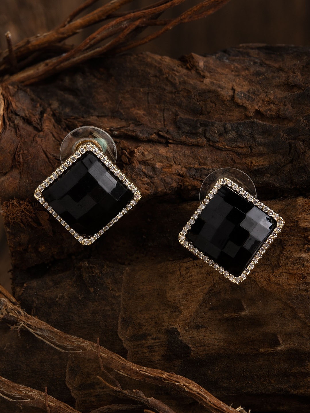 

E2O Navy Blue Gold-Plated Square Studs