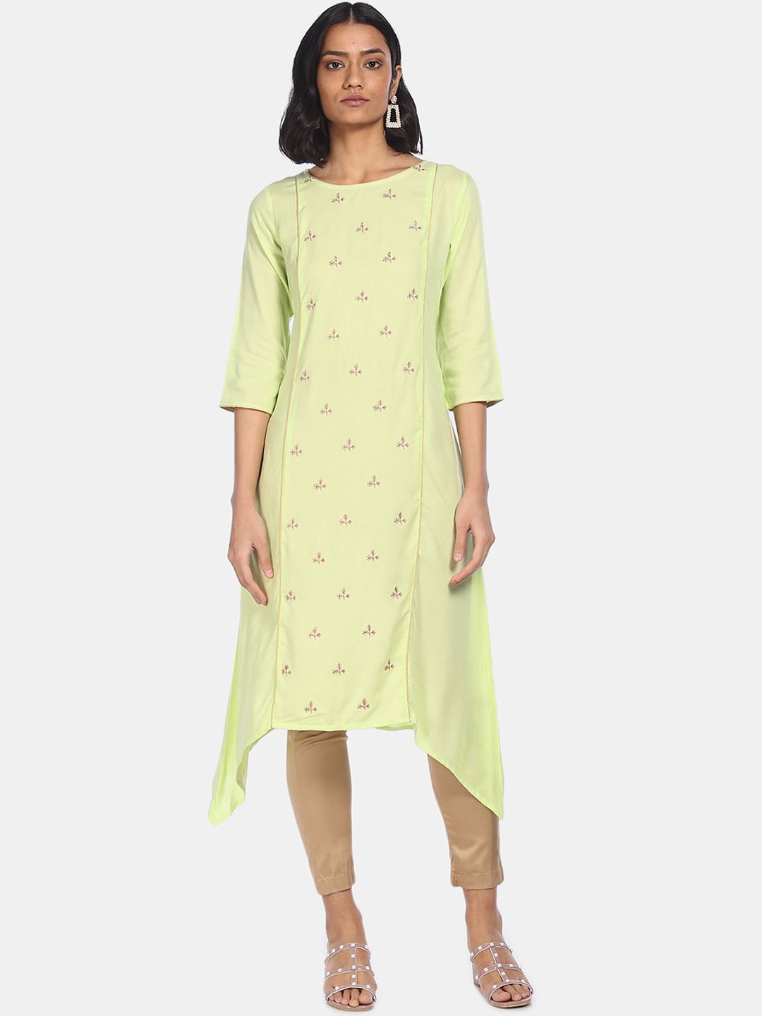 

Karigari Women Green Ethnic Motifs Printed Kurta