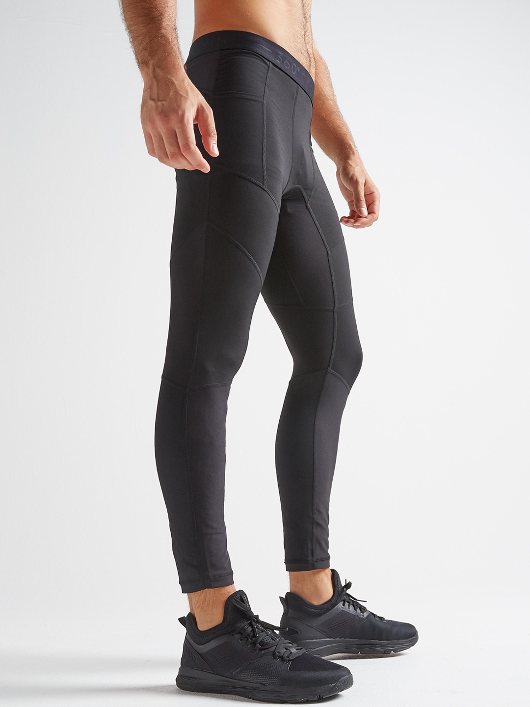 

Domyos by Decathlon Men Black Ankle-Length Fitness Dry-Fit Tights