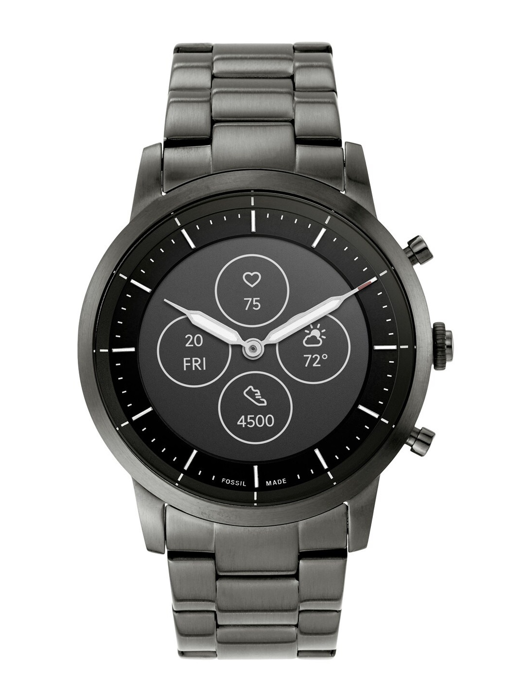 Fossil Men Grey Solid Collider Hybrid HR Smoke Smartwatch FTW7009