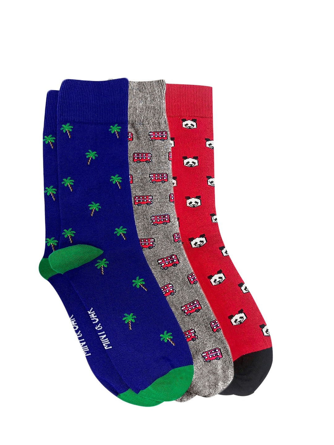 

Mint & Oak Men Pack Of 3 Assorted Patterned Calf-Length Socks