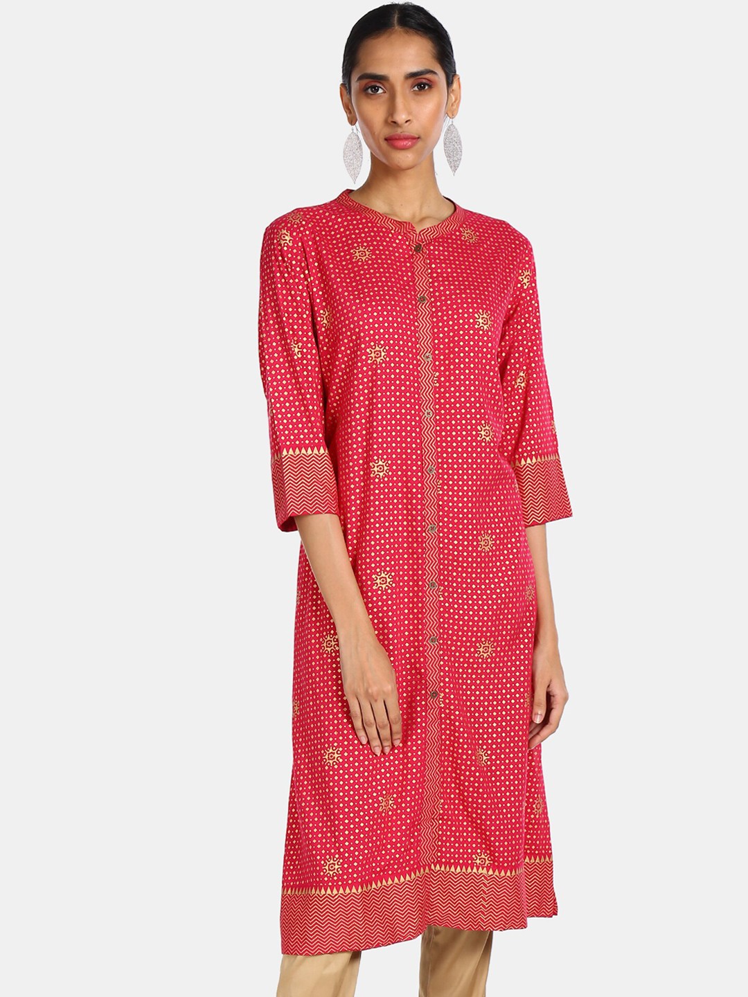 

Karigari Women Fuchsia Ethnic Motifs Printed Kurta