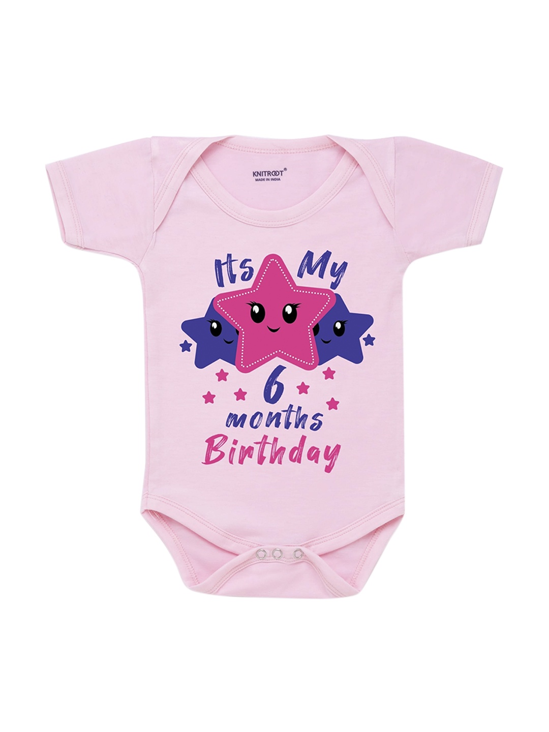 

KNITROOT Infant Kids Pink & Blue Its My Half Birthday Printed Bodysuit