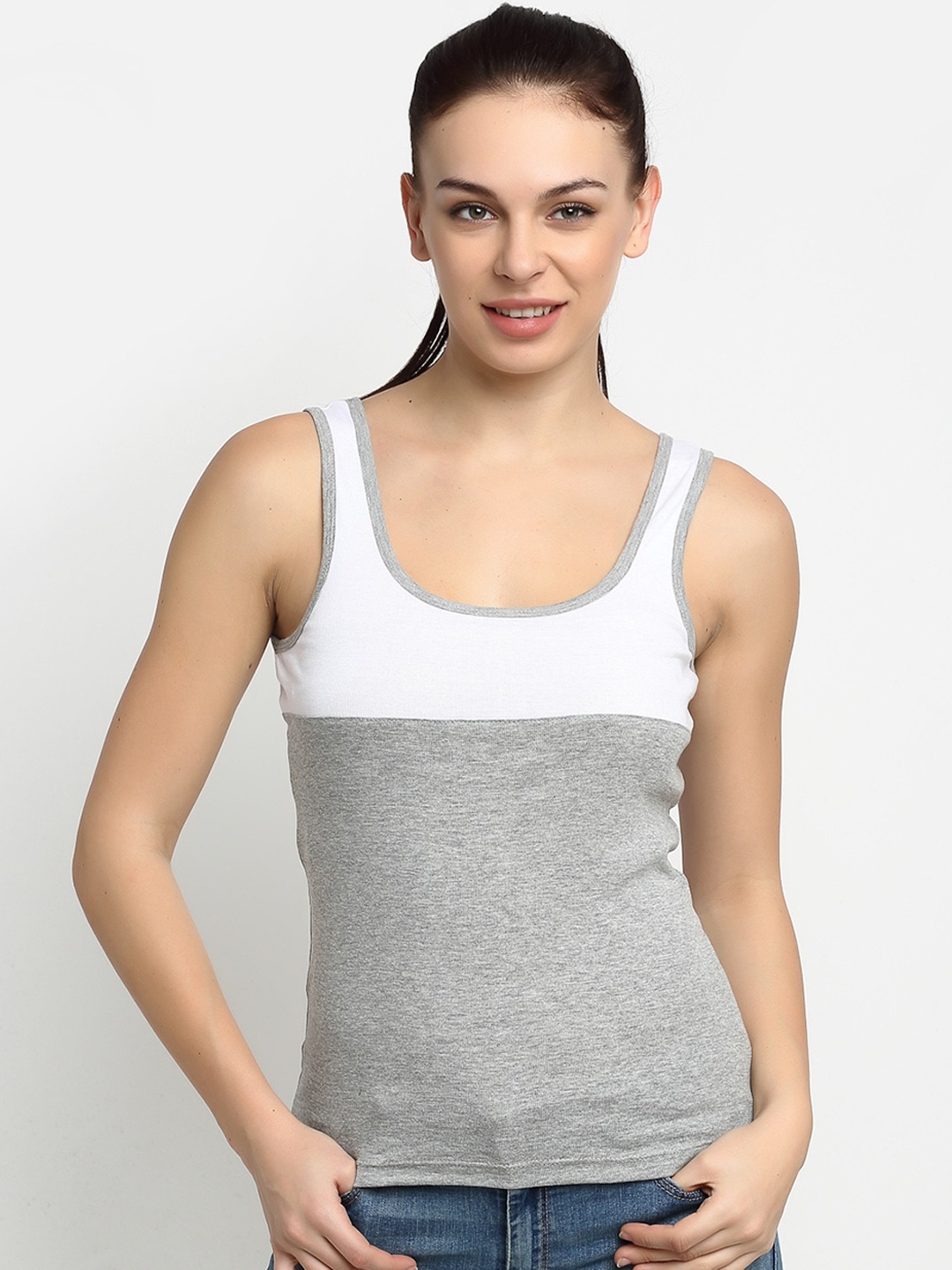 

Friskers Multicoloured Colourblocked Pure Cotton Tank Top, Multi