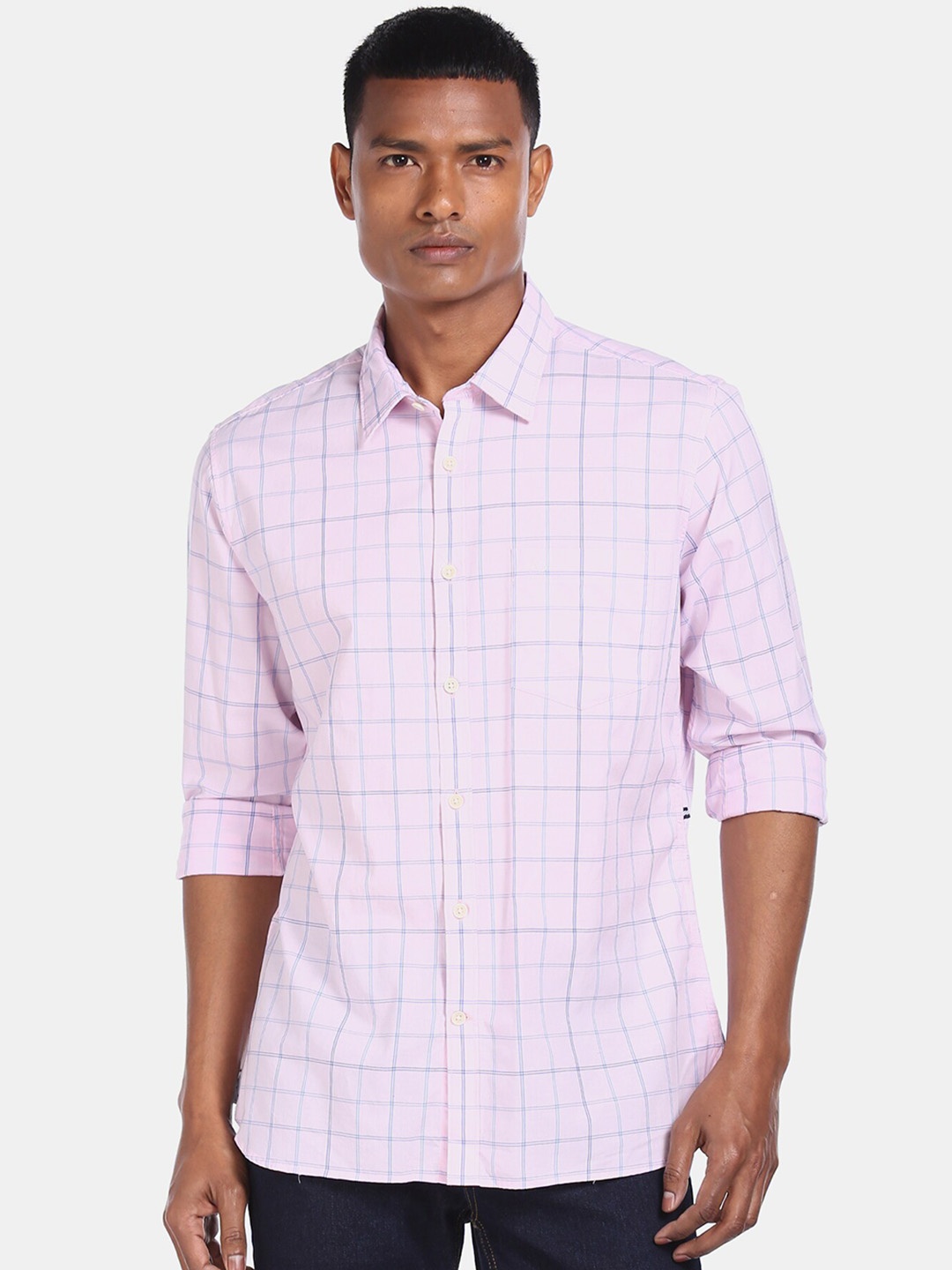 

AD By Arvind Pure Cotton Checked Casual Shirt, Pink