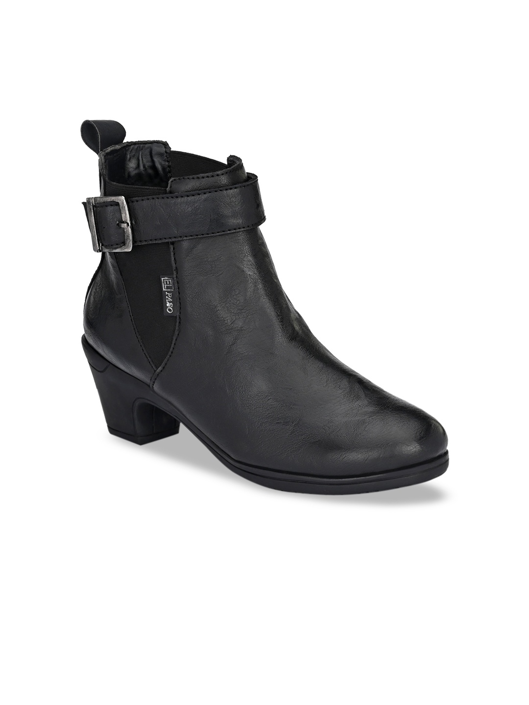 El Paso Women Black Mid Top Flat Boots