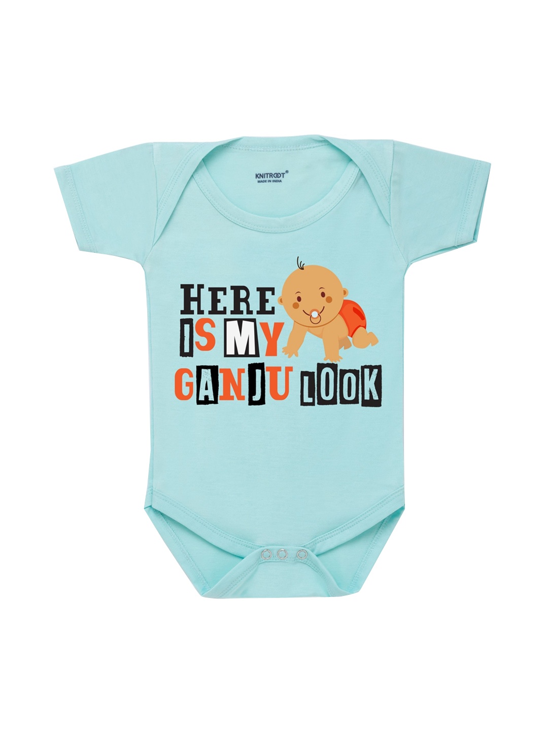

KNITROOT Infant Kids Blue & Black Printed Bodysuit