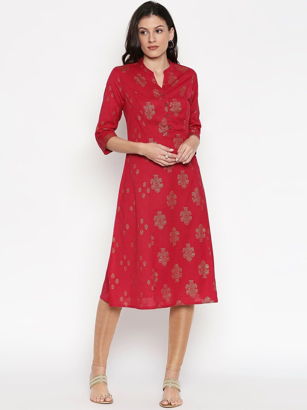 

RANGMANCH BY PANTALOONS Women Fuchsia Ethnic Motifs Printed Kurta