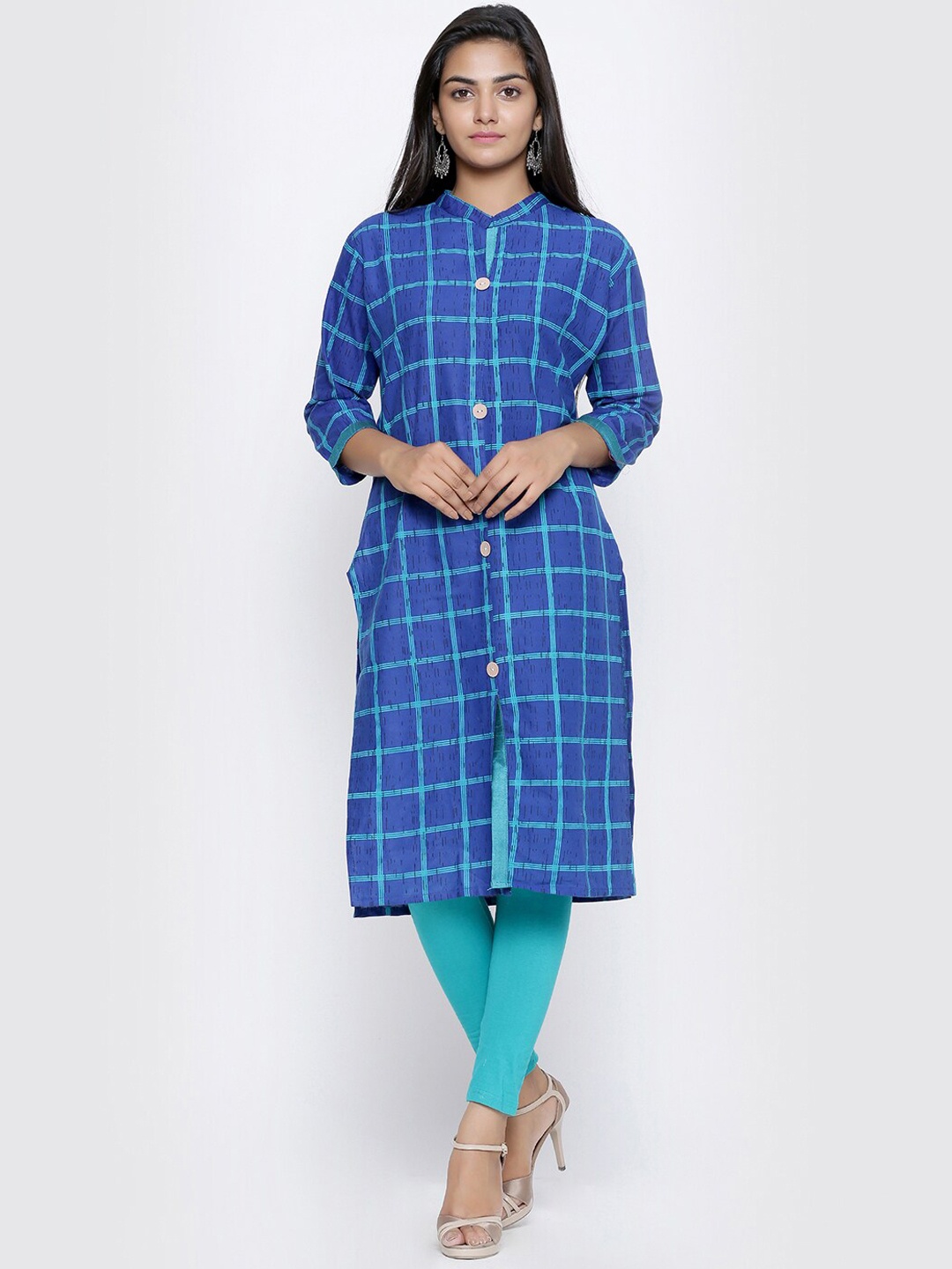

SOUNDARYA Women Blue Checked Kurta