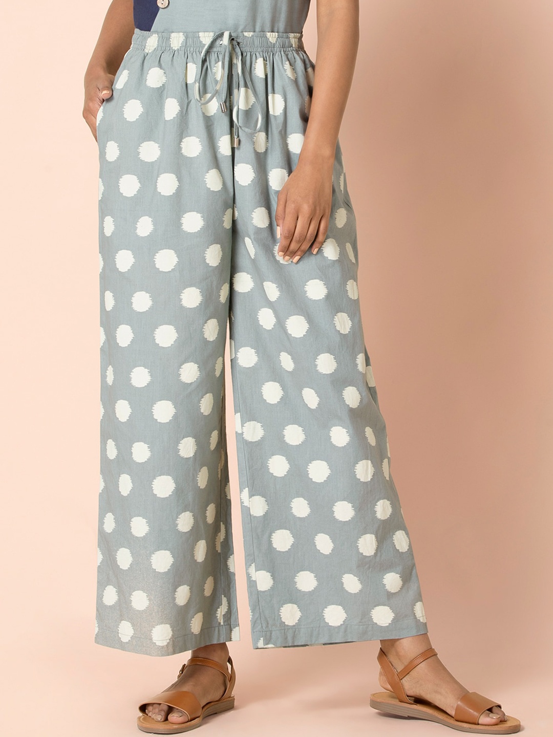 

Earthen BY INDYA Powder Blue Ikat Tie Pants